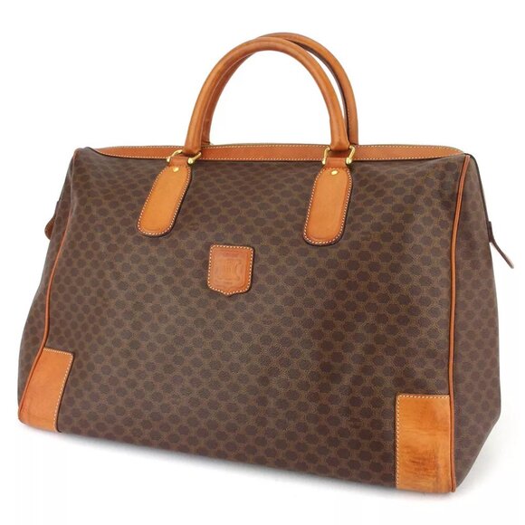 CELINE Boston bag macadam PVC ?~ leather Authentic used